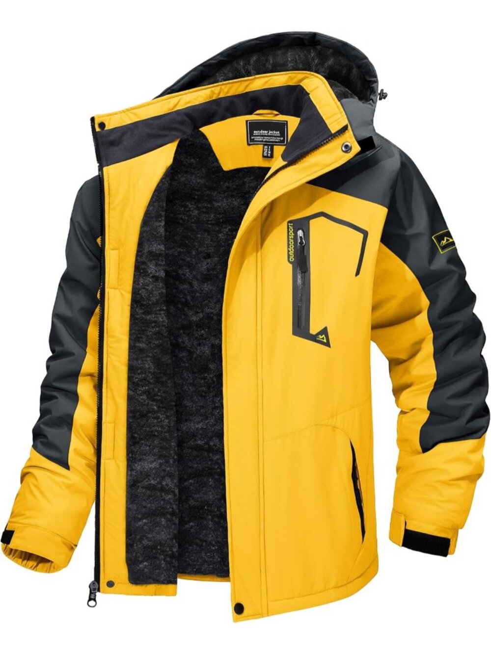 〽️Men's Yellow Winter Skiing Waterproof Thermal Windproof Fleece Lined Snow Coat